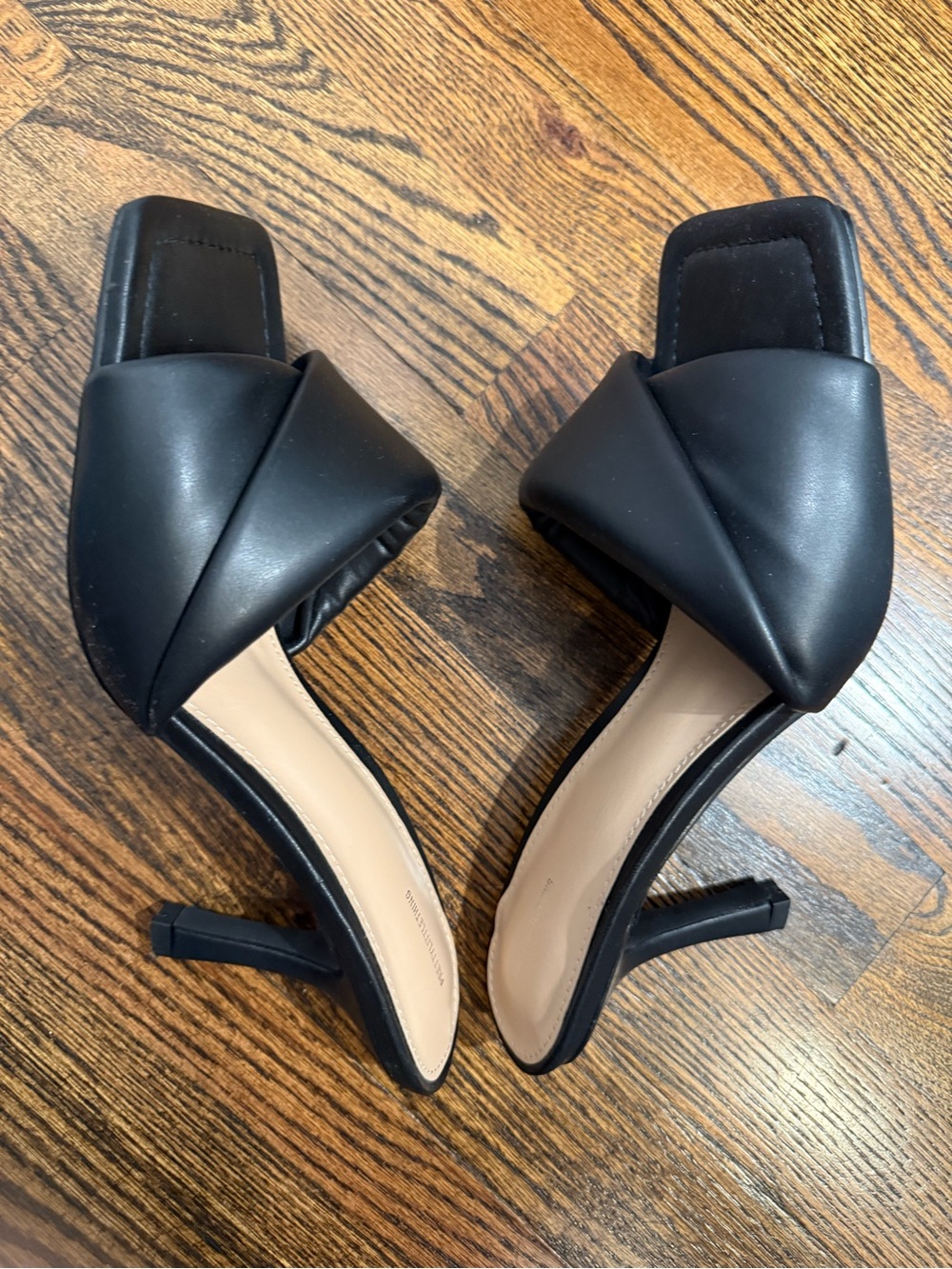 Black Faux Leather Slide Heel Mules - Women - Picture 4 of 6
